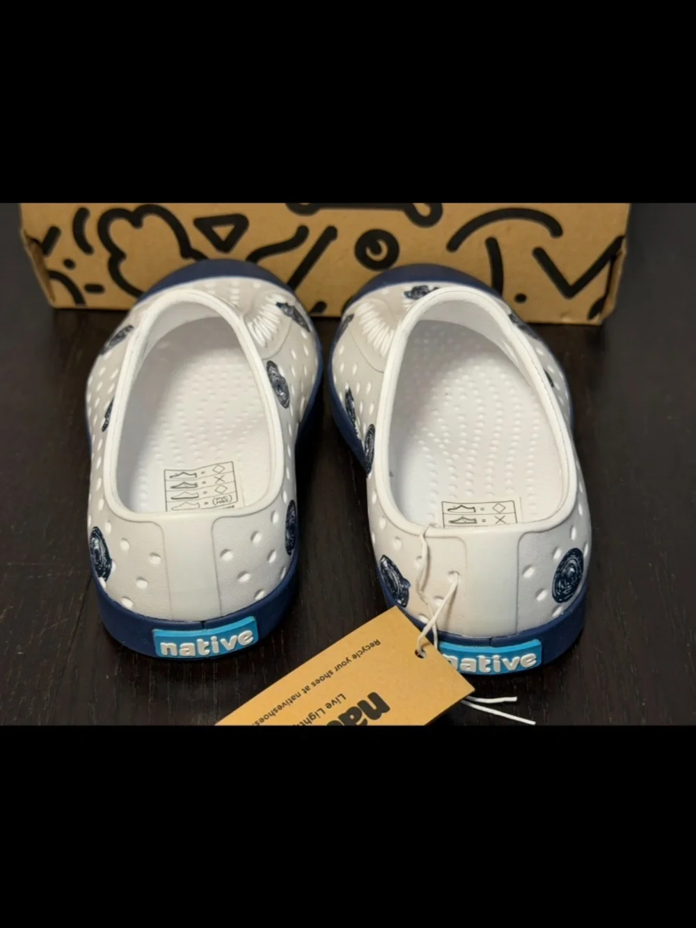 Native Jefferson Print Shoes Frontier Blue Scribble Dots Little Kids/Toddler C7